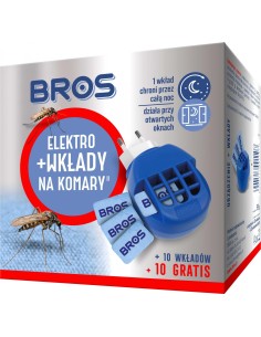 BROS Elektrofumigator owadobójczy NA KOMARY + 10 wkładów + 10 wkładów GRATIS