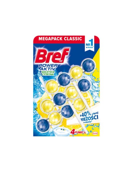BREF POWER AKTIV Zawieszka do WC SOCZYSTA CYTRYNA, 3x50 g,1 szt