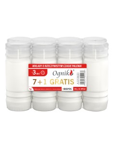 BISPOL Wkład do zniczy parafinowy OGNIK WP3 72h, 8 szt 