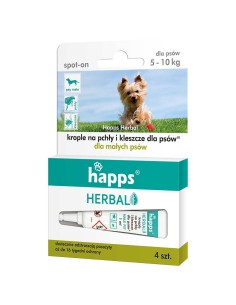HAPPS HERBAL Krople na pchły i kleszcze dla psów 5-10 kg, 4 szt