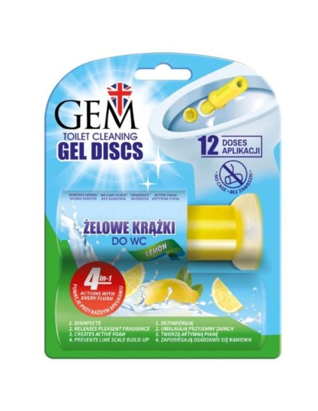 GEM Żelowe krążki do toalety CYTRYNA XXL (12 aplikacji), 75 ml