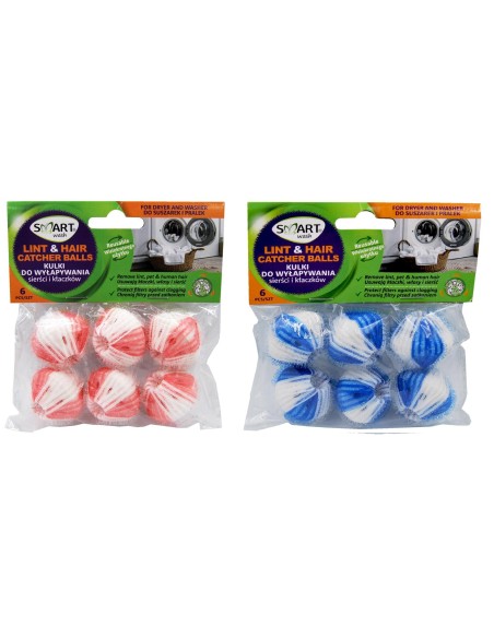 SMART WASH Kule do pralki/suszarki WYŁAPUJĄCE KŁACZKI, WŁOSY I SIERŚĆ, 6 szt 