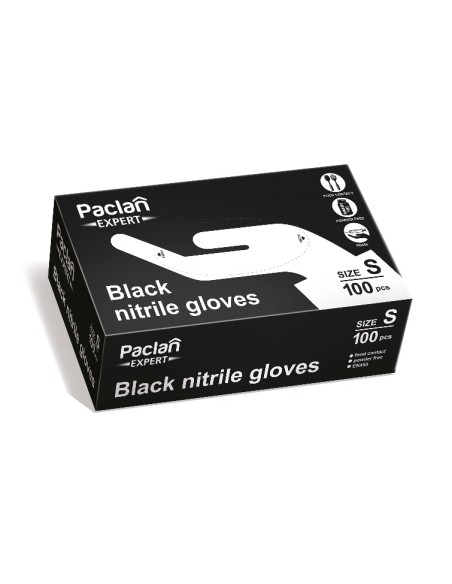 PACLAN EXPERT Rękawice nitrylowe rozm. S CZARNE, 100 szt 