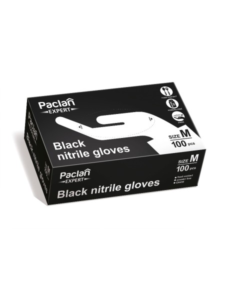 PACLAN EXPERT Rękawice nitrylowe rozm. M CZARNE, 100  szt 