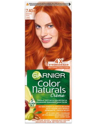 GARNIER COLOR NATURALS Farba do włosów 7.40+ MIEDZIANY BLOND