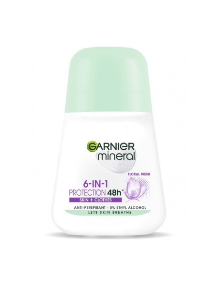 GARNIER MINERAL Antyperspirant damski roll-on 6w1 FLORAL FRESH, 50 ml 