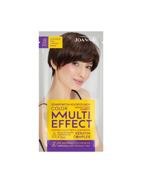 JOANNA MULTI EFFECT COLOR Szamponetka koloryzująca nr 010 KASZTANOWY BRĄZ, 35 g