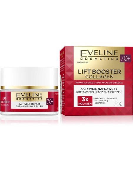 EVELINE LIFT BOOSTER COLLAGEN Krem do twarzy 70+ AKTYWNIE NAPRAWCZY WYPEŁNIACZ ZMARSZCZEK, 50 ml 
