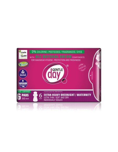 GENTLE DAY ECO Podpaski higieniczne poporodowe z paskiem anionowym, 6 szt