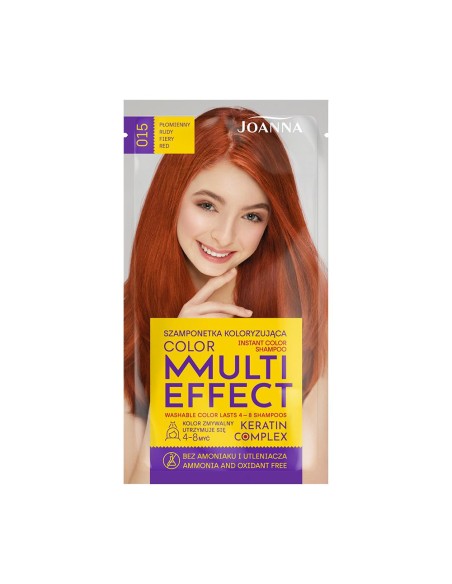 JOANNA MULTI EFFECT COLOR Szamponetka koloryzująca nr 015 PŁOMIENNY RUDY, 35 g