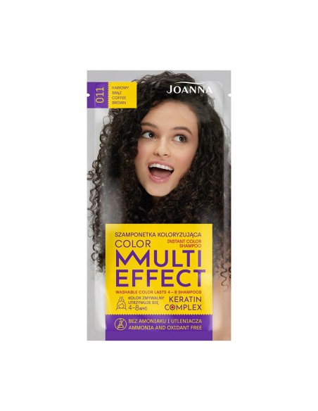 JOANNA Multi Effect color Szamponetka koloryzująca nr 011 KAWOWY BRĄZ, 35 g