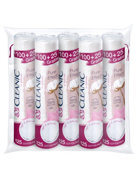 CLEANIC Płatki kosmetyczne do demakijażu PURE EFFECT, 5 x125 szt 