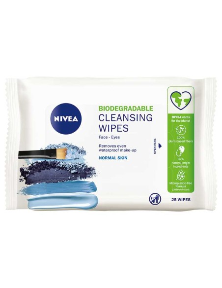 NIVEA Chusteczki do demakijażu do cery normalnej 3w1 ODŚWIEŻAJĄCE, BIODEGRADOWALNE, 25 szt