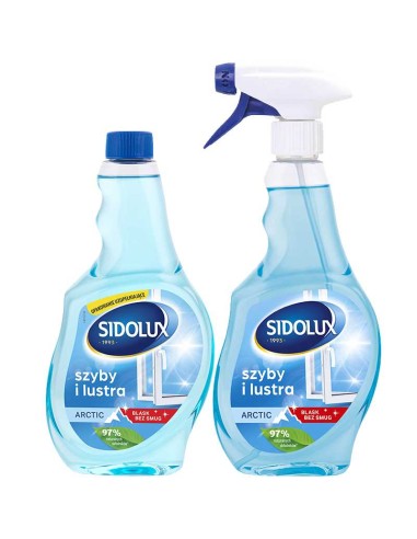 SIDOLUX CRYSTAL DUO Płyn do mycia szyb ARCTIC, 500 ml + 500 ml zapas 