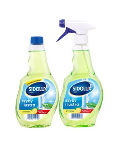 SIDOLUX CRYSTAL Płyn do mycia szyb LEMON, 500 ml + 500 ml zapas