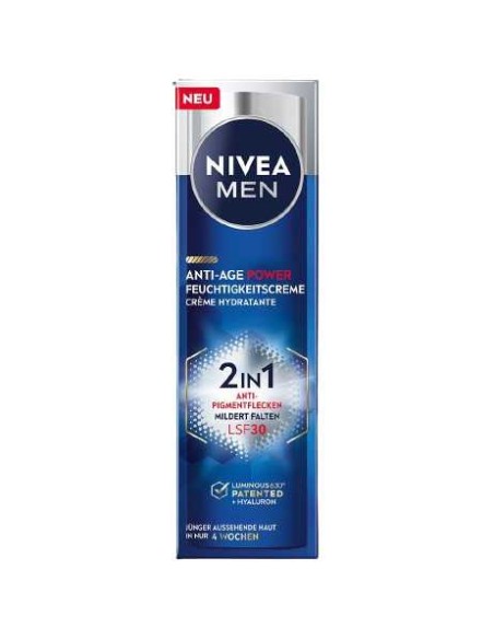 NIVEA MEN ANTI-AGE POWER Krem do twarzy PRZECIWZMARSZCZKOWY, NAWILŻAJĄCY SPF 30, 50 ml 