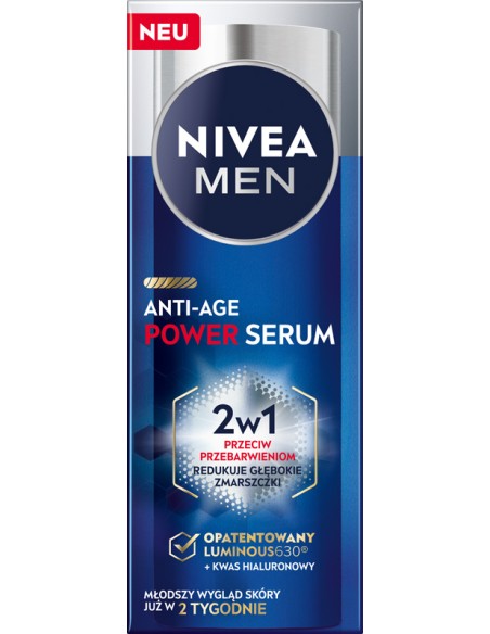 NIVEA MEN ANTI-AGE POWER Serum do twarzy 2w1 PRZECIW PRZEBARWIENIOM, 30 ml 