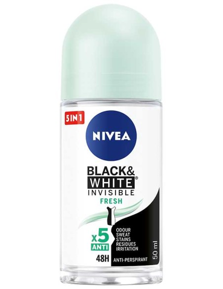 NIVEA Antyperspirant damski w kulce BLACK & WHITE INVISIBLE FRESH,50 ml