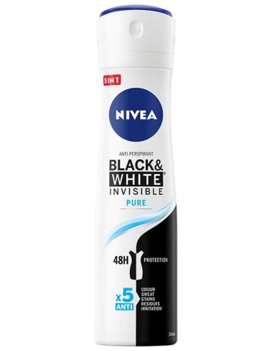 NIVEA Antyperspirant damski w sprayu BLACK & WHITE INVISIBLE PURE, 150 ml