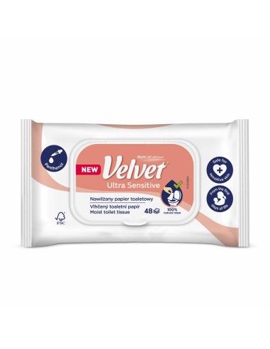 VELVET Papier toaletowy nawilżany i chusteczki dla niemowląt 2w1 ULTRA SENSITIVE, 48 szt