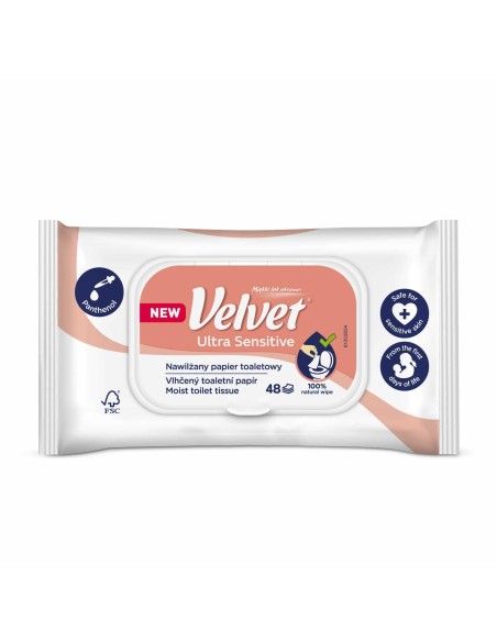 VELVET Papier toaletowy nawilżany i chusteczki dla niemowląt 2w1 ULTRA SENSITIVE, 48 szt