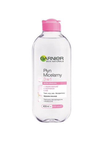 GARNIER SKIN NATURALS Płyn micelarny 3w1 SKÓRA WRAŻLIWA, 400 ml