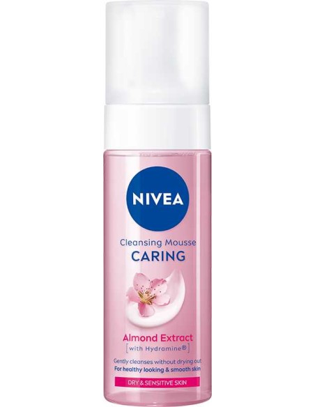 NIVEA CARING Pianka do mycia twarzy do suchej i wrażliwej cery PIELĘGNUJĄCA, 150 ml