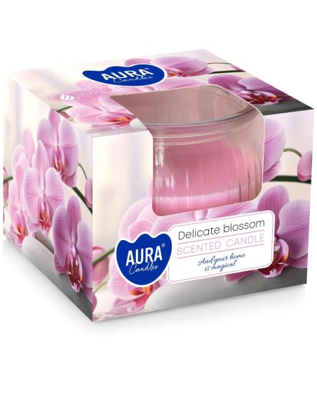 BISPOL AURA Świeca w szkle SN69-421 DELIKATNE KWIATY, 1 szt