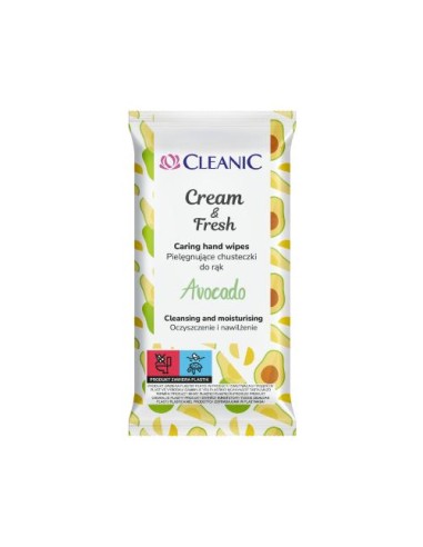 CLEANIC CREAM & FRESH Chusteczki odświeżające AVOCADO, 15 szt