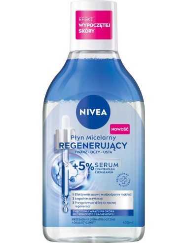 NIVEA Płyn micelarny do cery zmęczonej i wrażliwej REGENERUJĄCY + 5% SERUM,  400 ml