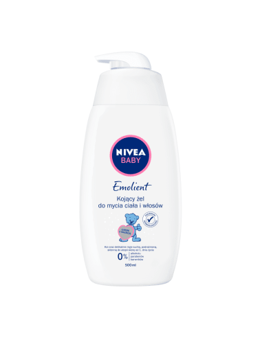 NIVEA Baby Łagodzący żel do mycia ciała i włosów Pure&Sensitive Emilient, 500 ml