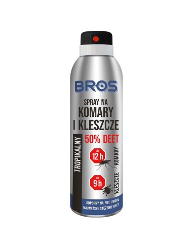 BROS Spray na komary i kleszcze TROPIKALNY 50% DEET, 90 ml