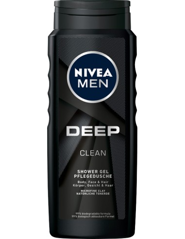 NIVEA MEN Żel pod prysznic do ciała twarzy i włosów DEEP CLEAN, 500 ml