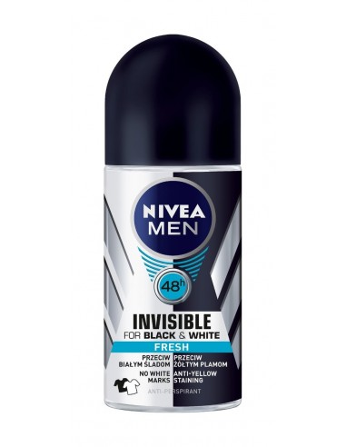 Nivea, Men Invisible Fresh, dezodorant roll-on Black & White, 50 ml