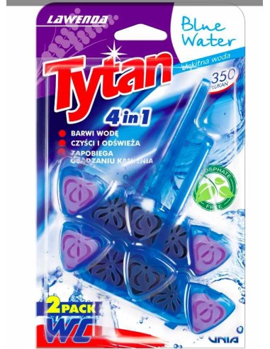 TYTAN BLUE WATER Zawieszka do toalety barwiąca wodę 4w1 LAWENDA, 2x40 g