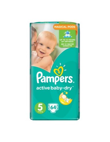 PAMPERS Active Baby Dry Pieluchy Rozmiar 5 Junior (11-18kg) 64 szt. 1 szt