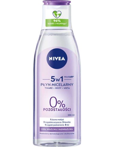 NIVEA Płyn micelarny do cery wrażliwej i nadwrażliwej KOJĄCY, 200 ml