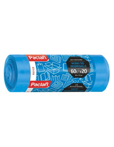 PACLAN Worki na śmieci do segregacji papieru NIEBIESKIE 60 l, 20 szt