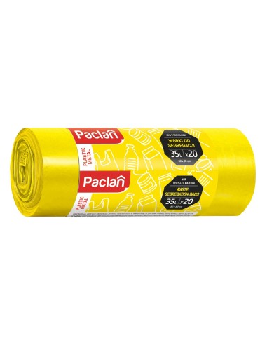 PACLAN Worki na śmieci do segregacji plastiku ŻÓŁTE 35 l, 20 szt