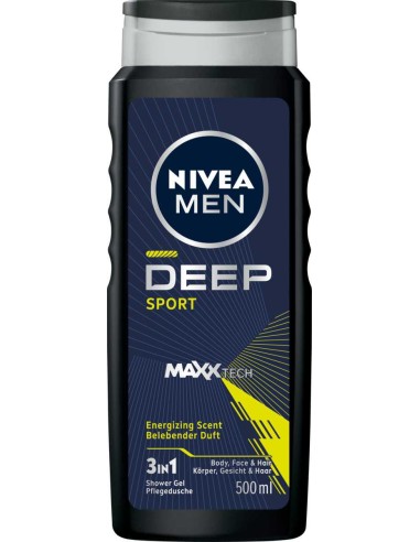 NIVEA MEN Żel pod prysznic 3w1 DEEP SPORT, 500 ml