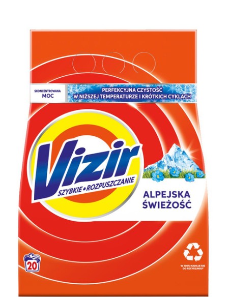 VIZIR Proszek do prania ALPEJSKA ŚWIEŻOŚĆ 20 prań, 1,1 kg