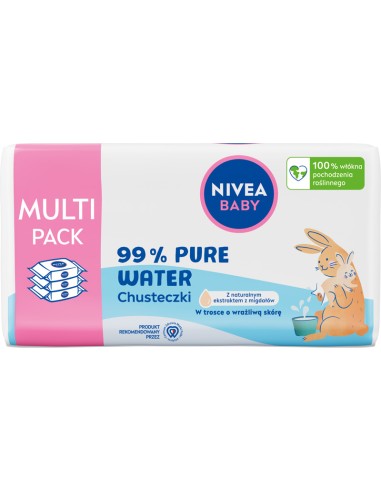 NIVEA BABY Chusteczki nawilżane dla dzieci 99 % PURE WATER, 3 x 57 szt