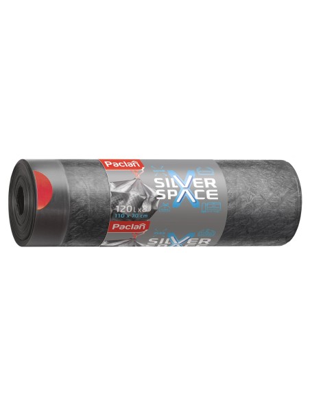 PACLAN Worki na śmieci 120 l SILVER SPACER, 8 szt