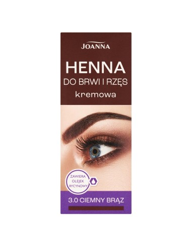 JOANNA Henna do brwi i rzęs KREMOWA 3.0 CIEMNY BRĄZ, 15 ml