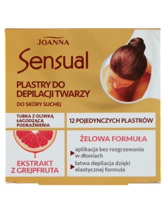 JOANNA SENSUAL Plastry do depilacji twarzy do skóry suchej GREJPFRUT, 12 szt