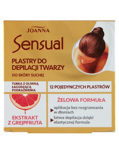 JOANNA SENSUAL Plastry do depilacji twarzy do skóry suchej GREJPFRUT, 12 szt