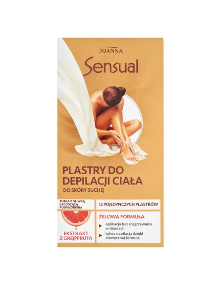 JOANNA SENSUAL Plastry do depilacji ciała do skóry suchej GREJPFRUT, 12 szt