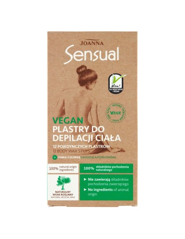 JOANNA SENSUAL Plastry do depilacji ciała VEGAN, 12 szt