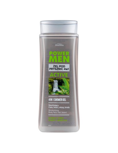 JOANNA POWER MEN Żel pod prysznic 4w1 KONOPIE & WITAMINA PP, 300 ml