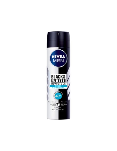 NIVEA MEN Antyperspirant męski w sprayu BLACK&WHITE INVISIBLE FRESH, 150 ml